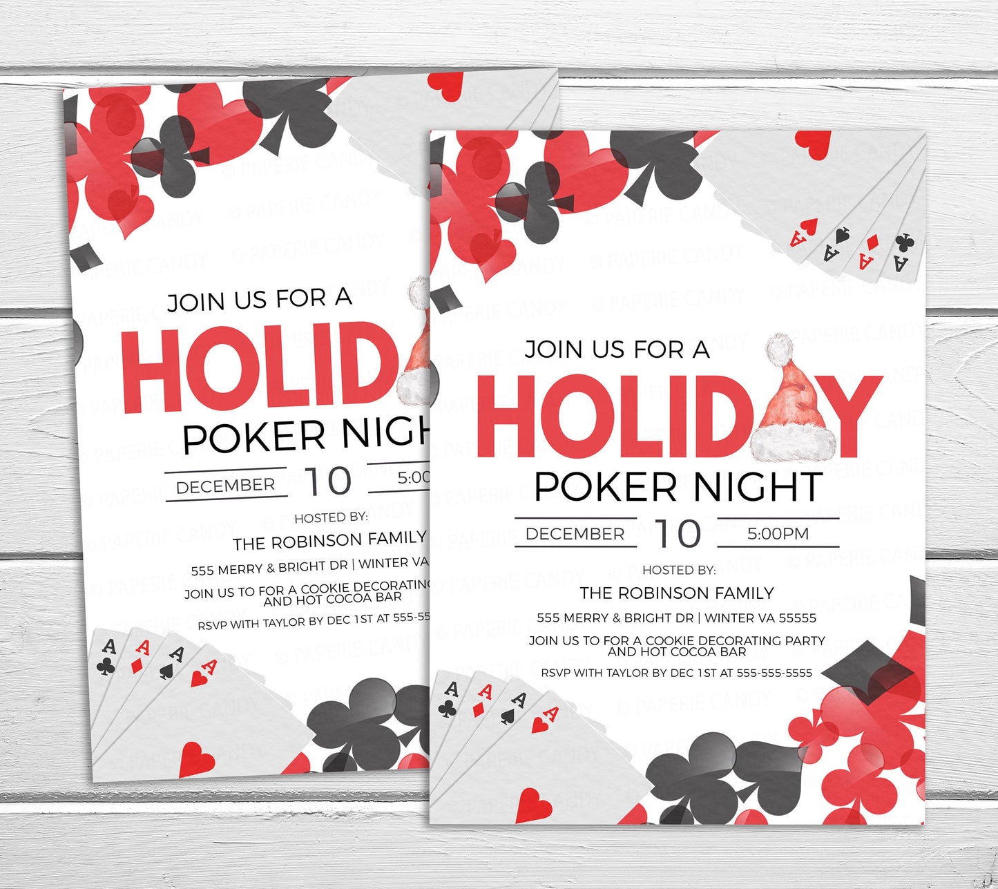 Editable Holiday Poker Night Party Invitation, Christmas Card Game Night Invite, Holiday Poker Fundraiser, Company Casino Night, Printable