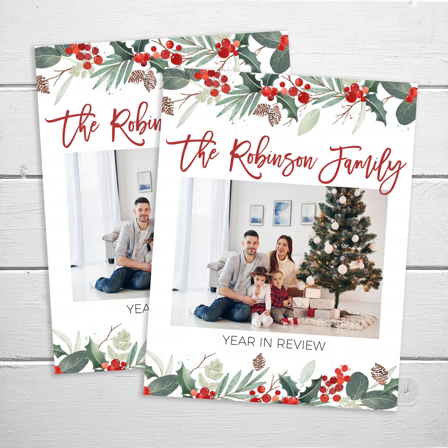 Christmas Newsletter Year In Review Template, Annual Family Christmas Holiday Letter, All About Our Year, Christmas Card Digital Template