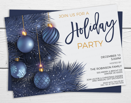 Editable Holiday Party Invitation, Christmas Brunch Lunch Dinner Breakfast Invite, Business Company Staff Employee, School PTO PTA Printable