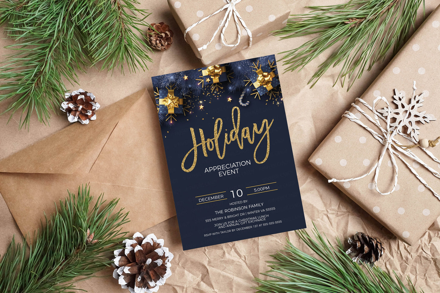Editable Holiday Appreciation Party Invitation, Company Appreciation, Staff Employee Party, Potluck Gift Exchange, Editable Printable