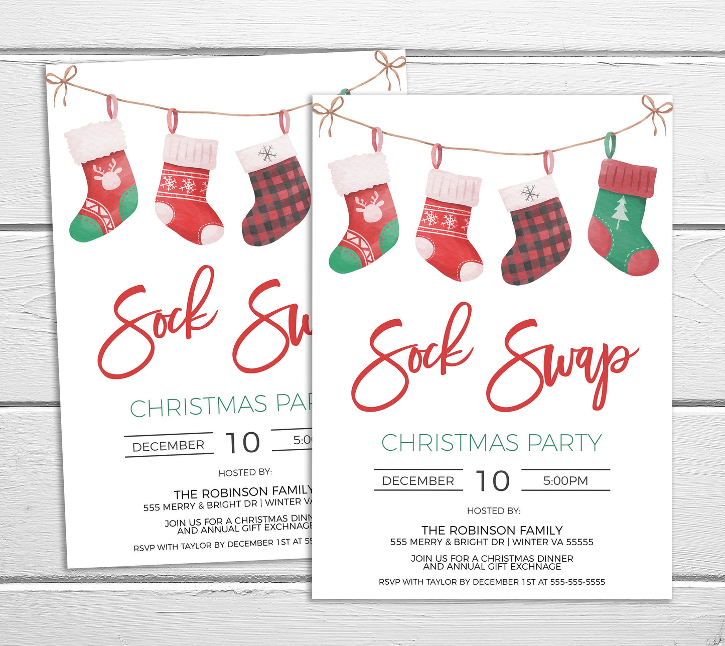 Christmas Sock Swap Party Invitation, Editable Holiday Sock Exchange Invite, Secret Santa Socks, Friends Sock Swap Party, Editable Printable