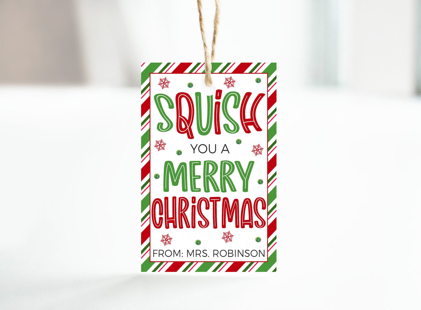Christmas Squishies Gift Tag, Squish You A Merry Christmas, Gift For Classmates Students, Stocking Stuffer Squishy Squeeze Toy, Printable