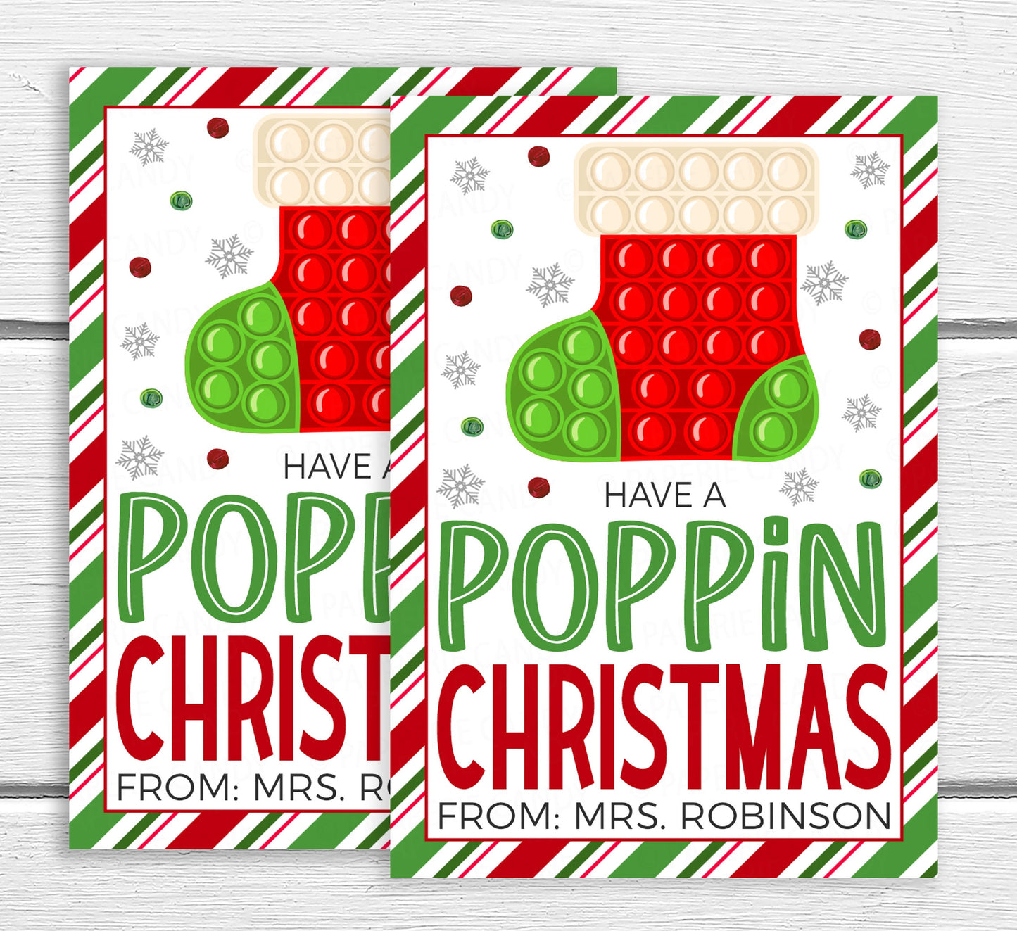 Christmas Pop Fidget Toy Gift Tag, Have A Poppin Christmas, Gift For Classmates Students, Winter Break Gift, Stocking Stuffer Toy, Printable
