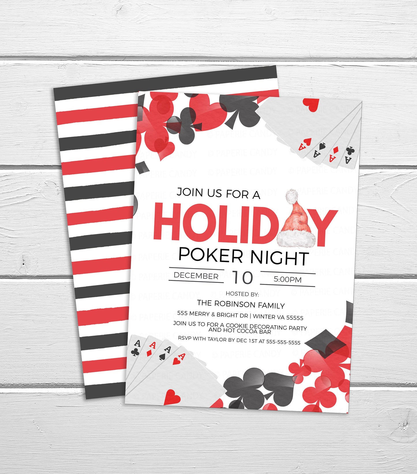 Editable Holiday Poker Night Party Invitation, Christmas Card Game Night Invite, Holiday Poker Fundraiser, Company Casino Night, Printable