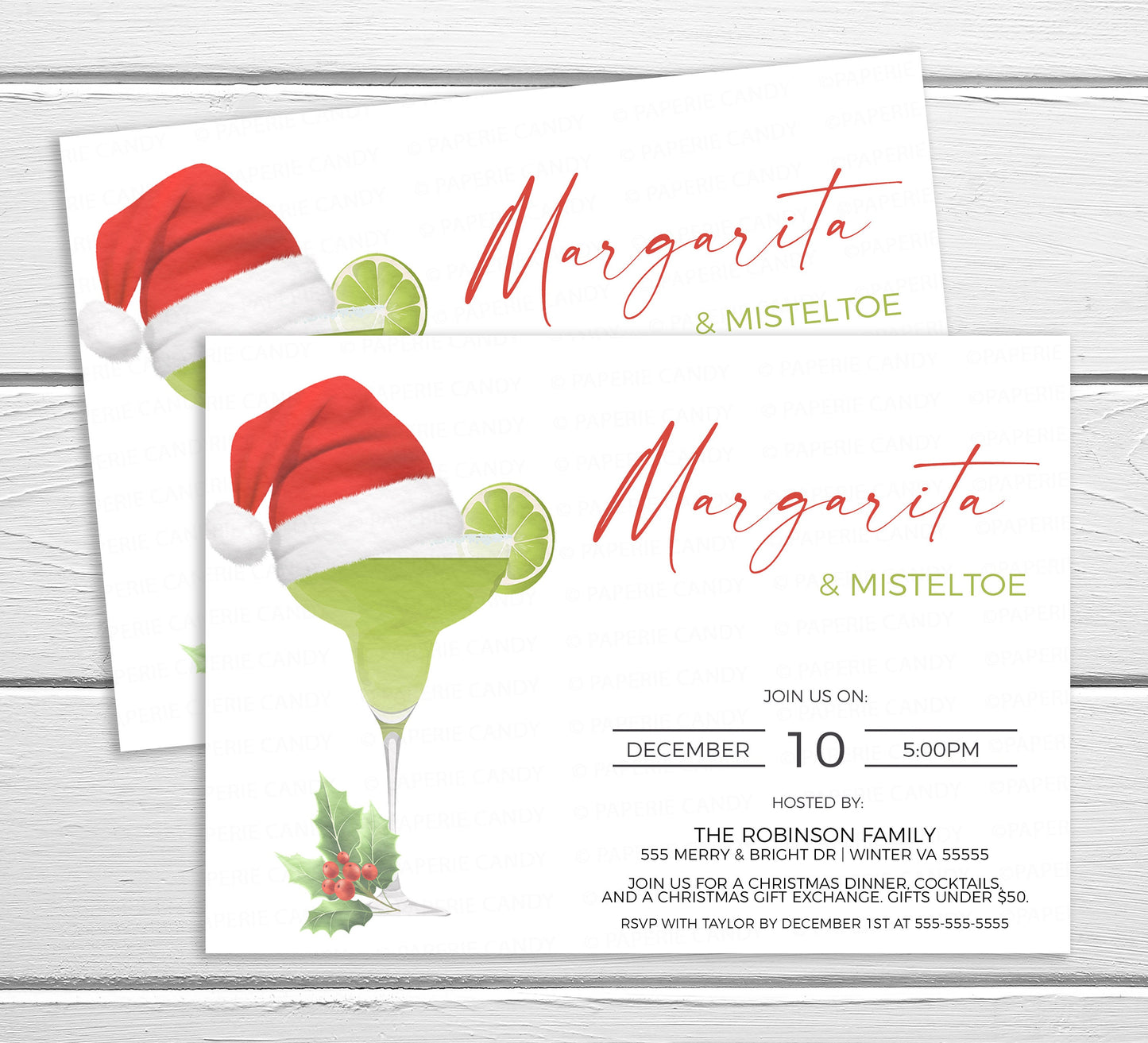 Editable Margarita And Mistletoe Party Invitation, Holiday Fiesta Cocktail Party Invite, Christmas Adult Party, Gift Exchange Swap Printable