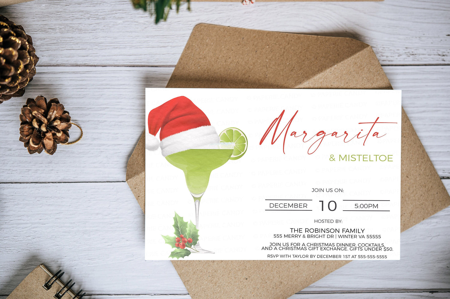 Editable Margarita And Mistletoe Party Invitation, Holiday Fiesta Cocktail Party Invite, Christmas Adult Party, Gift Exchange Swap Printable