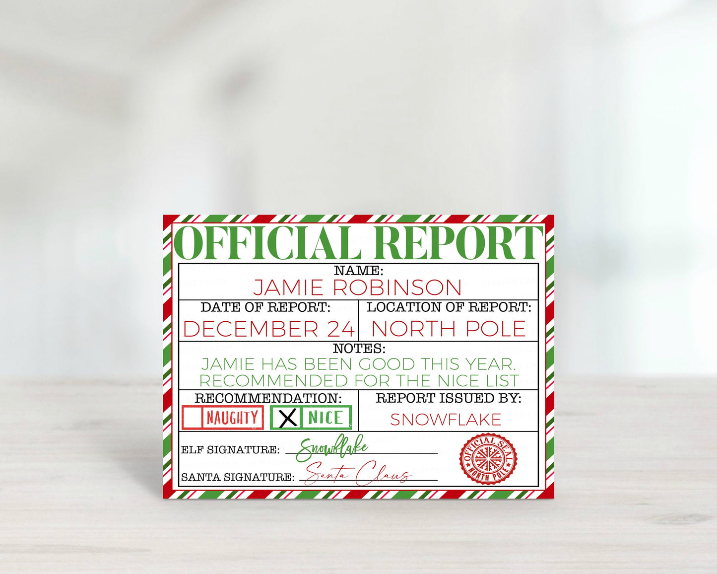 Santa Report, Naughty Or Nice List Letter, Printable Santa Claus Letter, Elf Report Naughty List, North Pole Report, Printable Editable