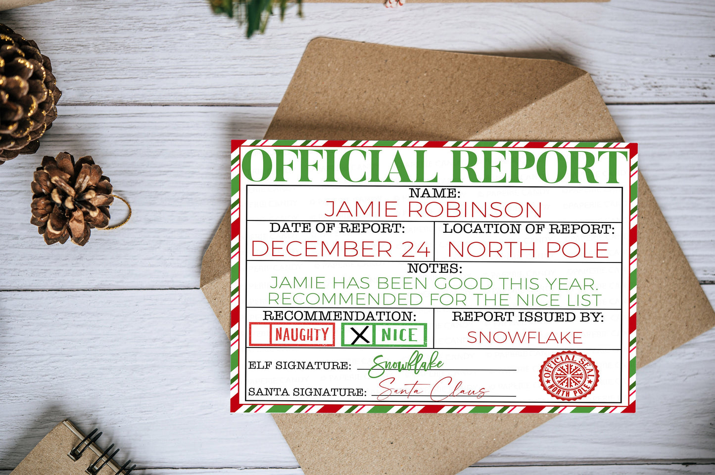 Santa Report, Naughty Or Nice List Letter, Printable Santa Claus Letter, Elf Report Naughty List, North Pole Report, Printable Editable