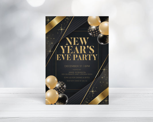 New Year's Eve Party Invitation, New Years Celebration Invite, Ball Drop Party, New Year Party, New Years Eve Dinner Drinks, Printable