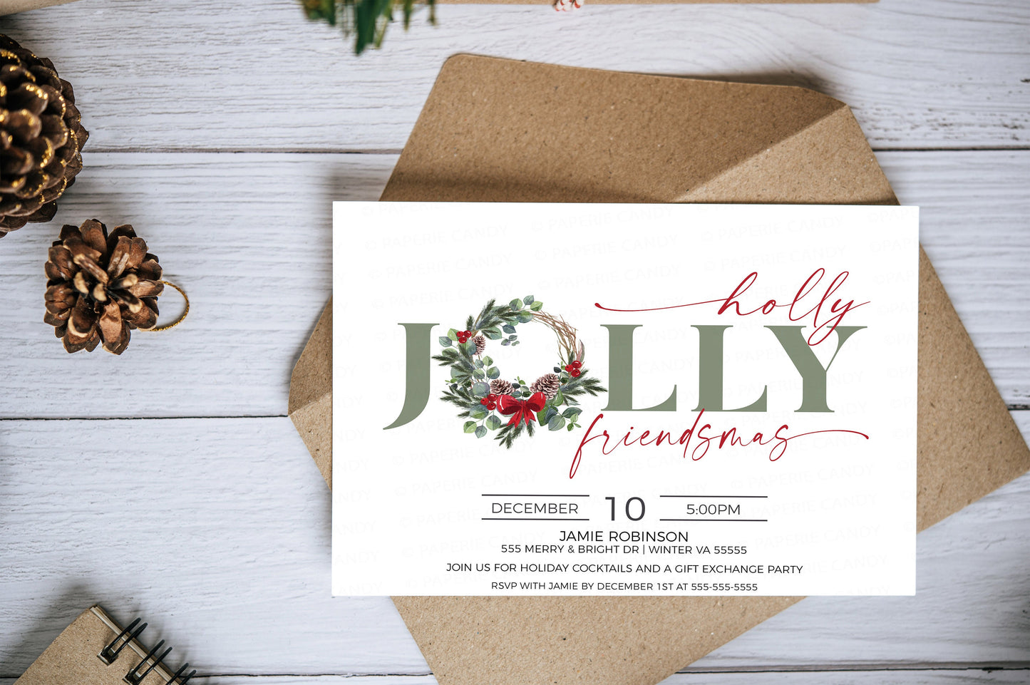 Friendsmas Party Invitation, Friends Christmas Holiday Party Invite, Adult Cocktail Christmas Party, Gift Exchange, Editable Printable