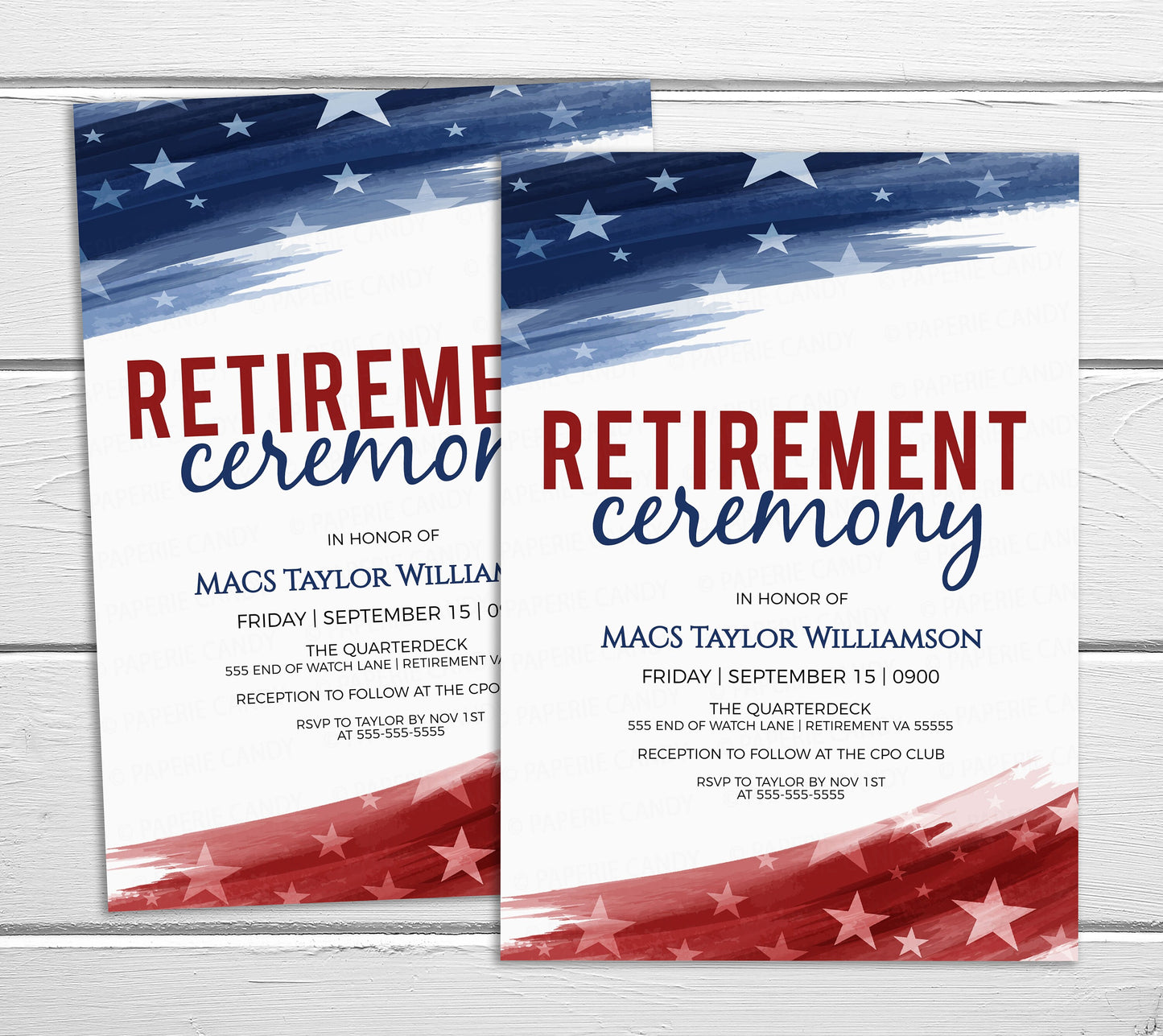 Military Retirement Ceremony Invitation, American Flag Invite, United States Navy Army Marines Air Force Coast Guard, Editable Printable