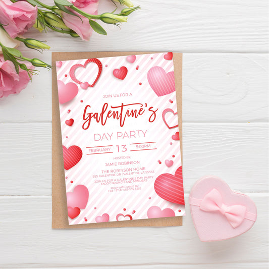 Galentine's Day Party Invitation, Editable Galentine's Invite, Galentine Breakfast Brunch Lunch Dinner Cocktail Party, Friends Valentine's