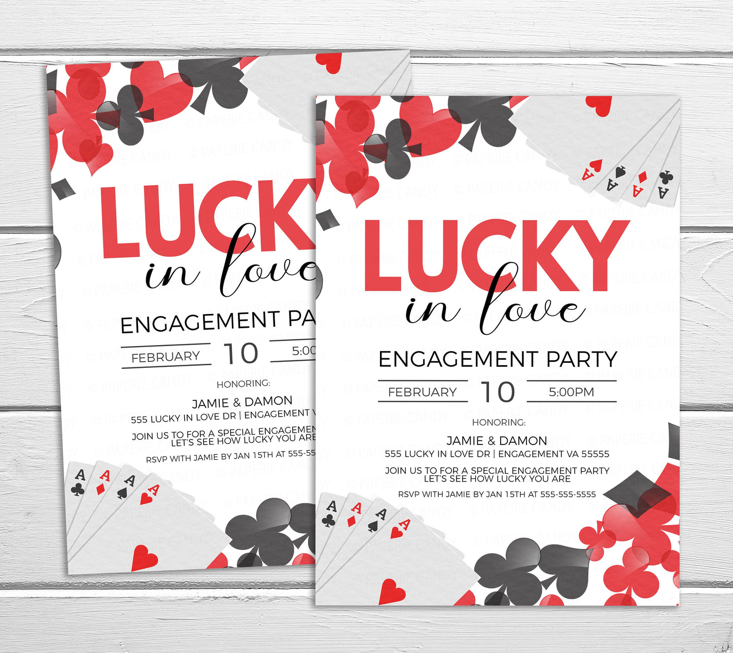 Poker Engagement Party Invitation, Lucky In Love Invite, Casino Bachelorette Bachelor Party, Couples Shower, Valentines Engagement Printable