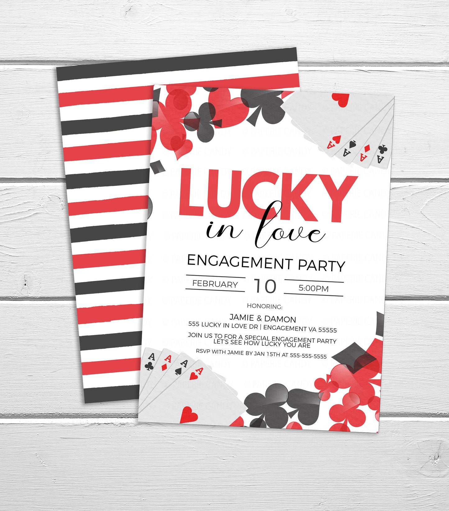 Poker Engagement Party Invitation, Lucky In Love Invite, Casino Bachelorette Bachelor Party, Couples Shower, Valentines Engagement Printable