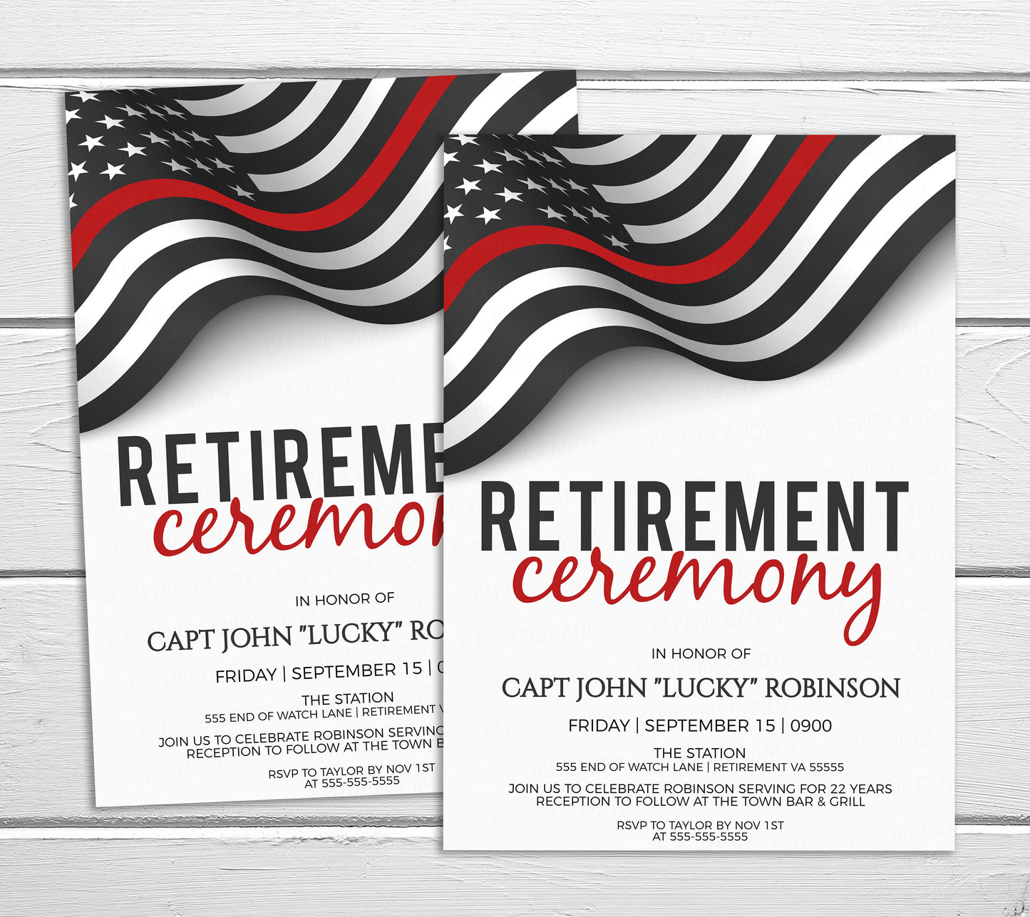 Firefighter Retirement Invitation, Editable Thin Red Line Invite, Fire Academy Graduation Ceremony, Firefighter Promotion Celebration