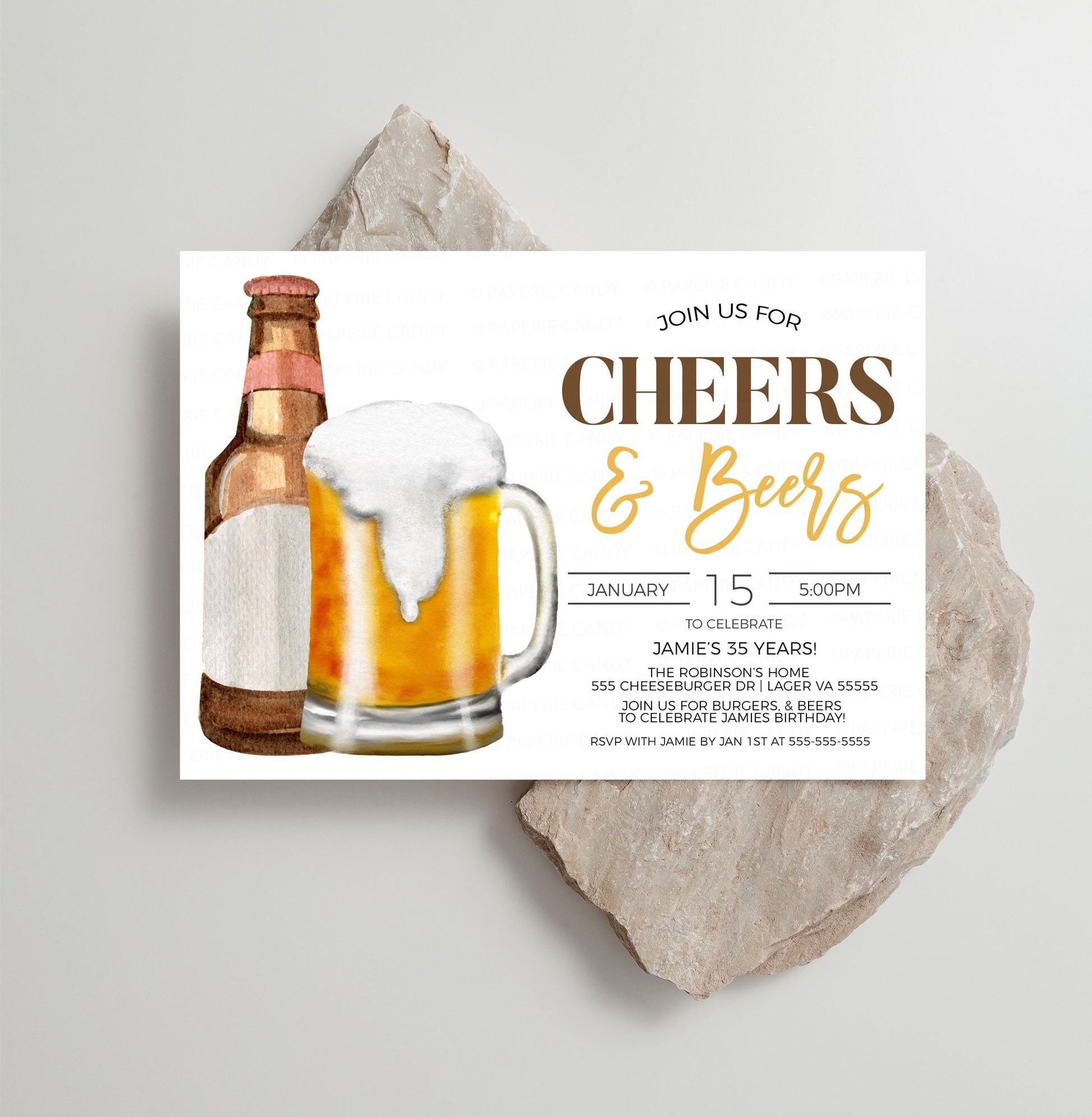 Cheers And Beers Invitation, Beer Party Invite, Surprise Birthday Part – Paperie Candy cheers-and-beers-invitation-beer-party-invite-surprise-birthday-part-paperie-candy