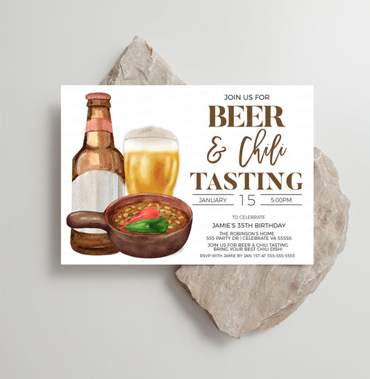 Beer And Chili Tasting Invitation, Chili & Brews Invite, Chili Cookoff Competition, Beers And Chili Birthday, Digital Printable Editable