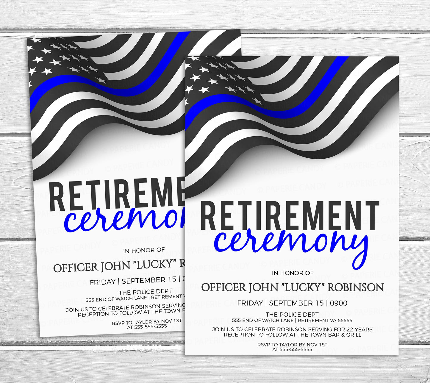 Police Officer Retirement Invitation, Editable Thin Blue Line Invite, Police Officer Academy Graduation Ceremony, Police Promotion