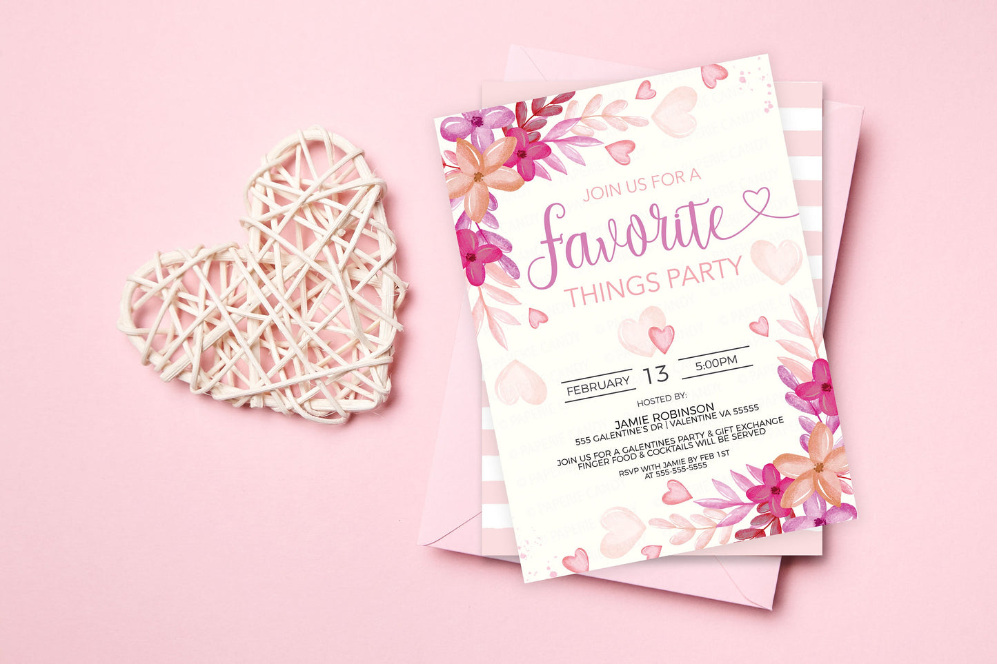 Valentine's Favorite Things Invitation, Galentine's Invite, Ladies Friends Valentine Gift Exchange Party, Valentines Printable Editable