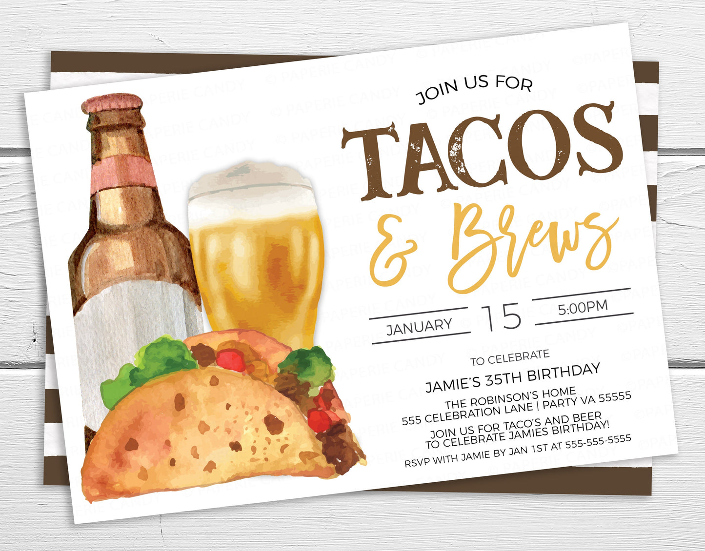 Tacos And Beer Invitation, Taco Bar Party Invite, Surprise Taco & Brews Birthday Party, Retirement Party Digital Editable Printable Template