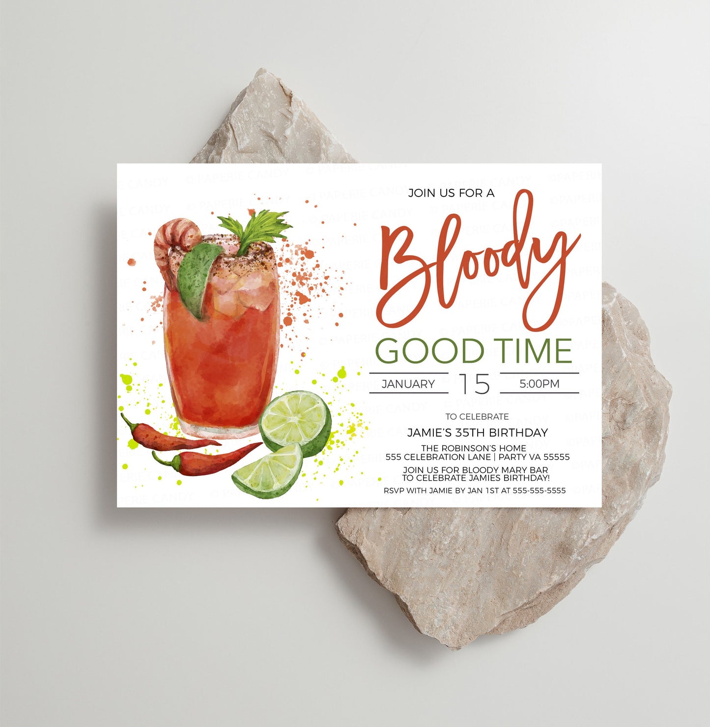 Bloody Mary Invitation,  Bloody Mary Bar Party Invite, Bloody Good Time, Birthday Party, Couples Shower Engagement, Editable Printable