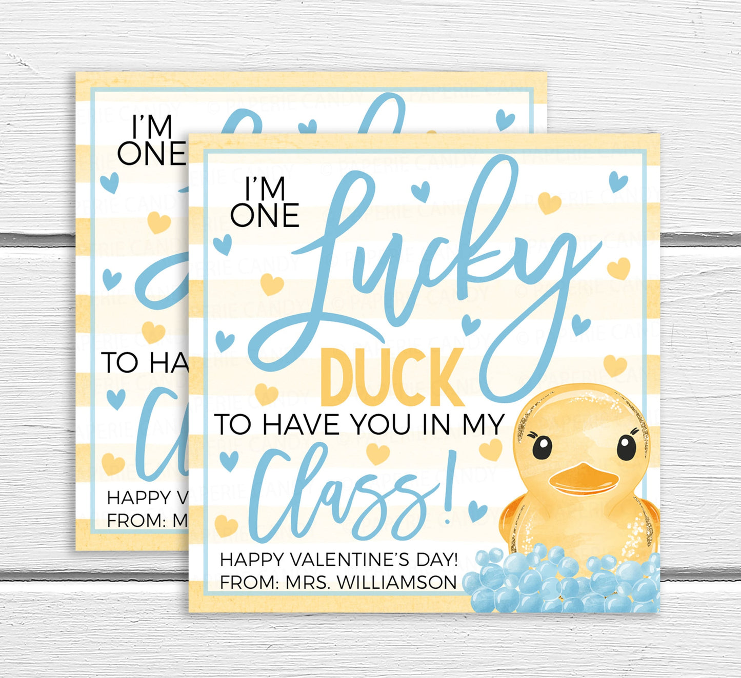 Valentine Rubber Duck Gift Tags, Lucky Duck To Have You In My Class, Valentine's Gift For Students Classroom Classmates Kids Teacher