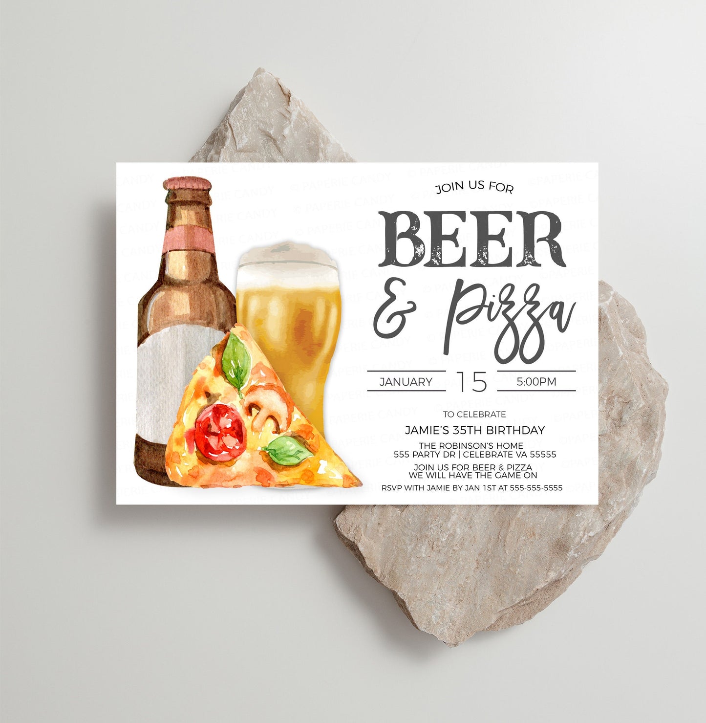 Beer And Pizza Invitation, Pizza Brews Invite, Beer Pizza Birthday Party, Couples Shower, Retirement Party, Editable Printable Template