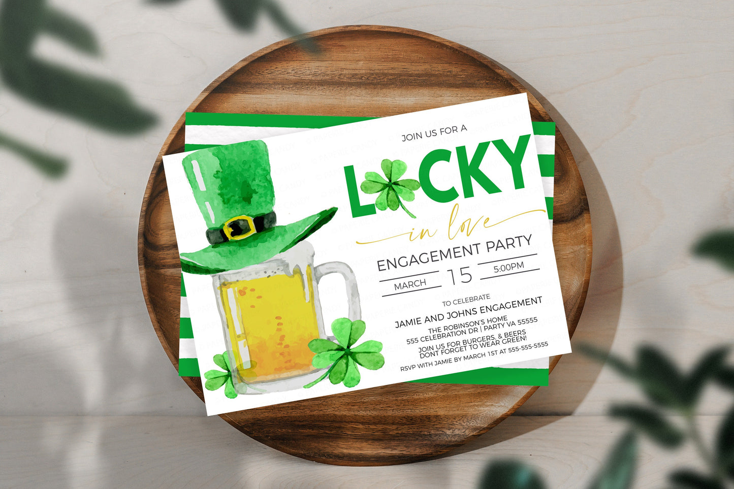 St Patricks Engagement Party Invitation, St Patty Lucky In Love Invite,  Bachelorette Bachelor Party, Couples Shower Engagement Printable
