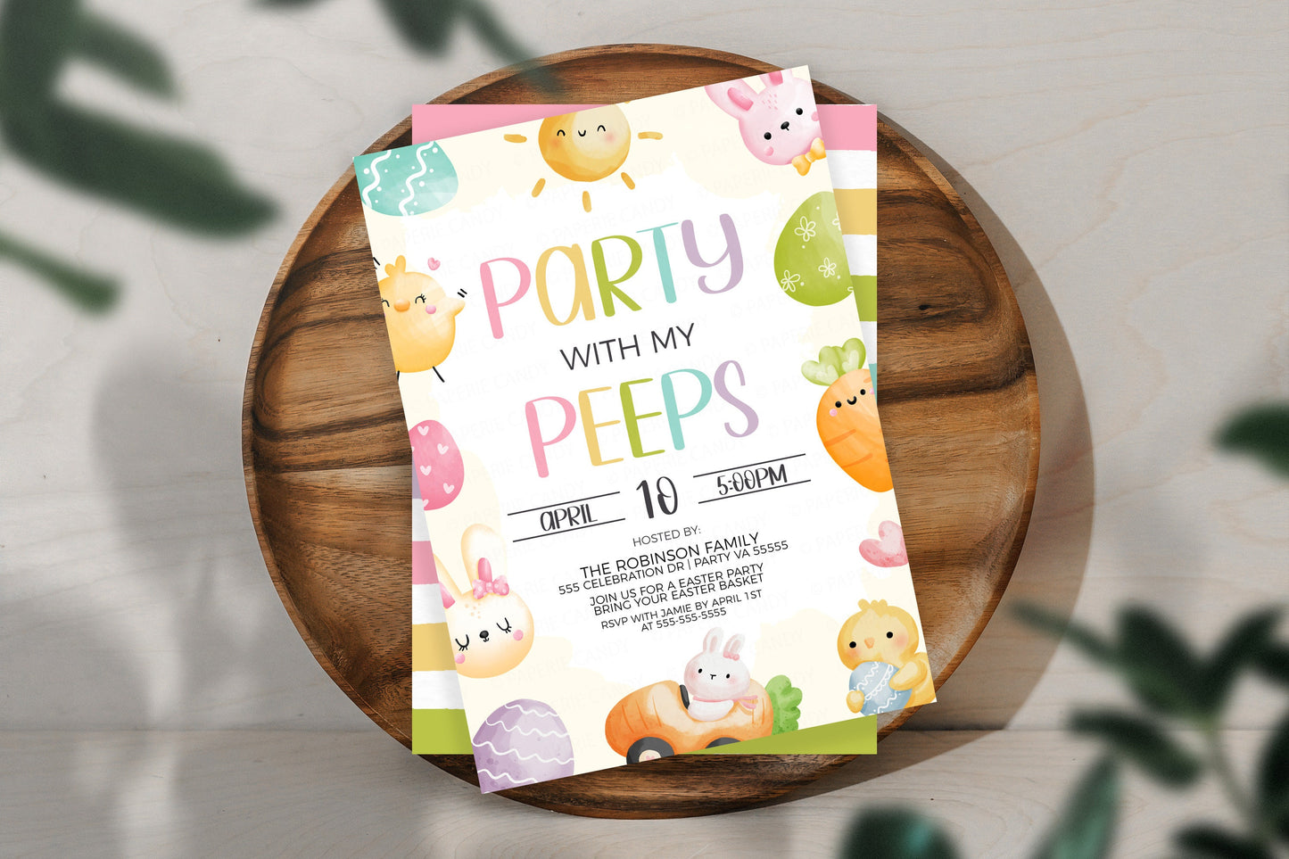 Party With My Peeps Invitation, Easter Kids Party Invite, Easter Birthday Party, Egg Decorating Egg Hunt, Easter Friends, Editable Printable