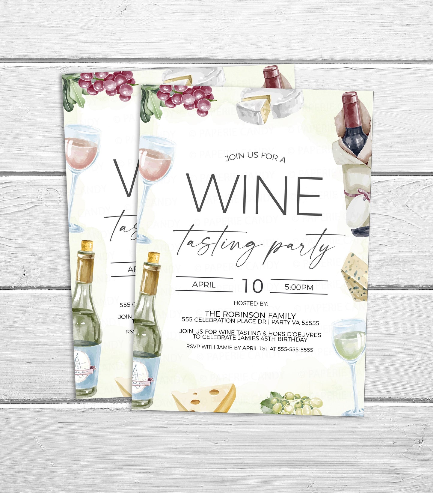 Wine Tasting Invitation, Wine & Cheese Invite, Vineyard Event, Birthday Party, Bridal Shower, Wedding Rehearsal Dinner, Editable Printable