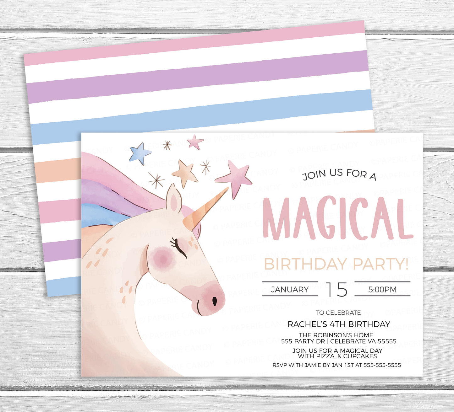 Unicorn Invitation, Magical Party Invite, Unicorn Birthday Party, Magical Birthday Party, Girls Birthday Party, Editable Printable Template