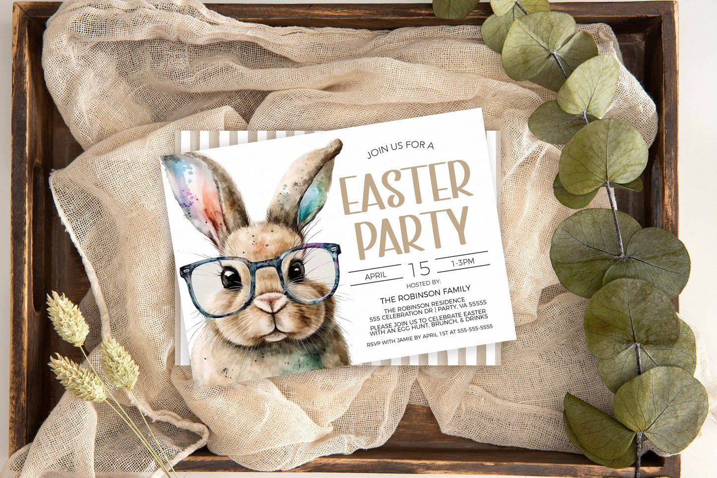 Easter Party Invitation, Easter Egg Hunt Invite, Kids Easter Party, Easter Breakfast Brunch Lunch Dinner Party, Editable Printable Template