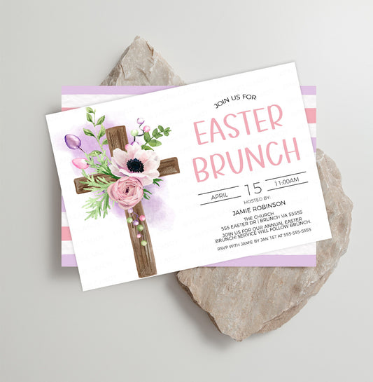 Easter Brunch Invitation, Easter Breakfast Lunch Invite , Easter Dinner Party, Church Service, Employee Appreciation, Editable Printable