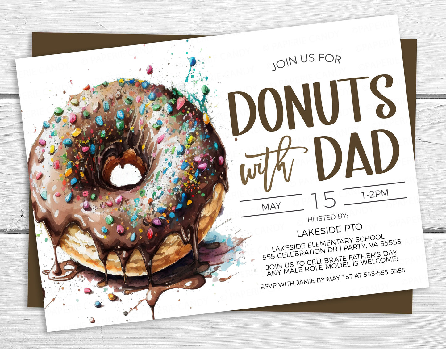 Donuts With Dad Invitation, Father's Day Donut Invite, Father's Appreciation Fundraiser, Thank You Breakfast, Editable Printable Template
