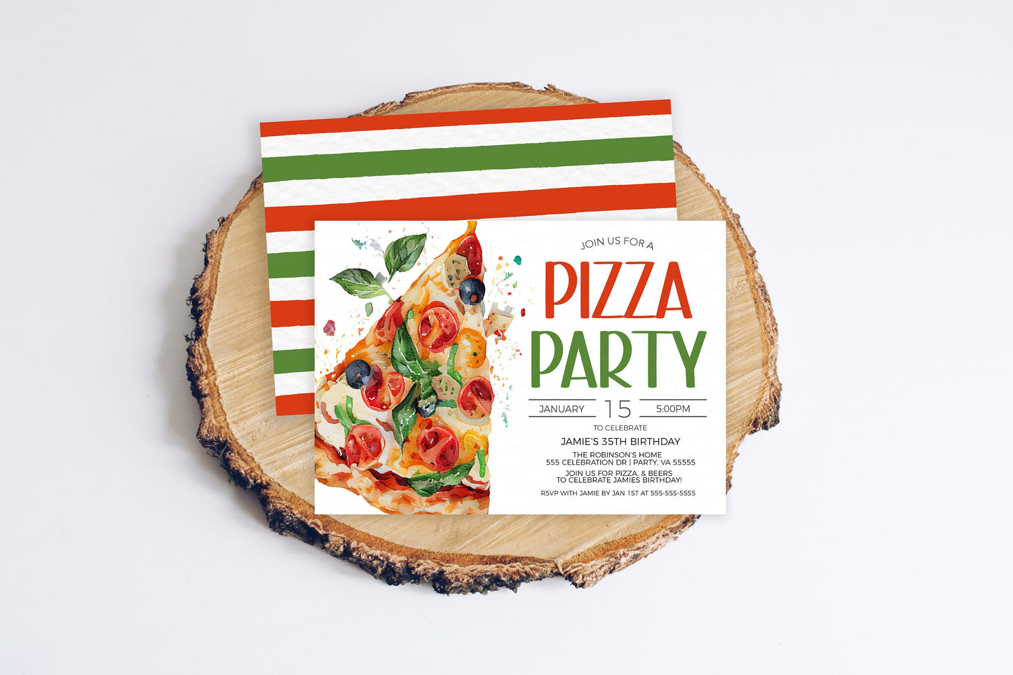 Pizza Party Invitation, Pizza Party Invite, Pizza Birthday Party, Client Customer Staff Employee Volunteer, Editable Printable Template