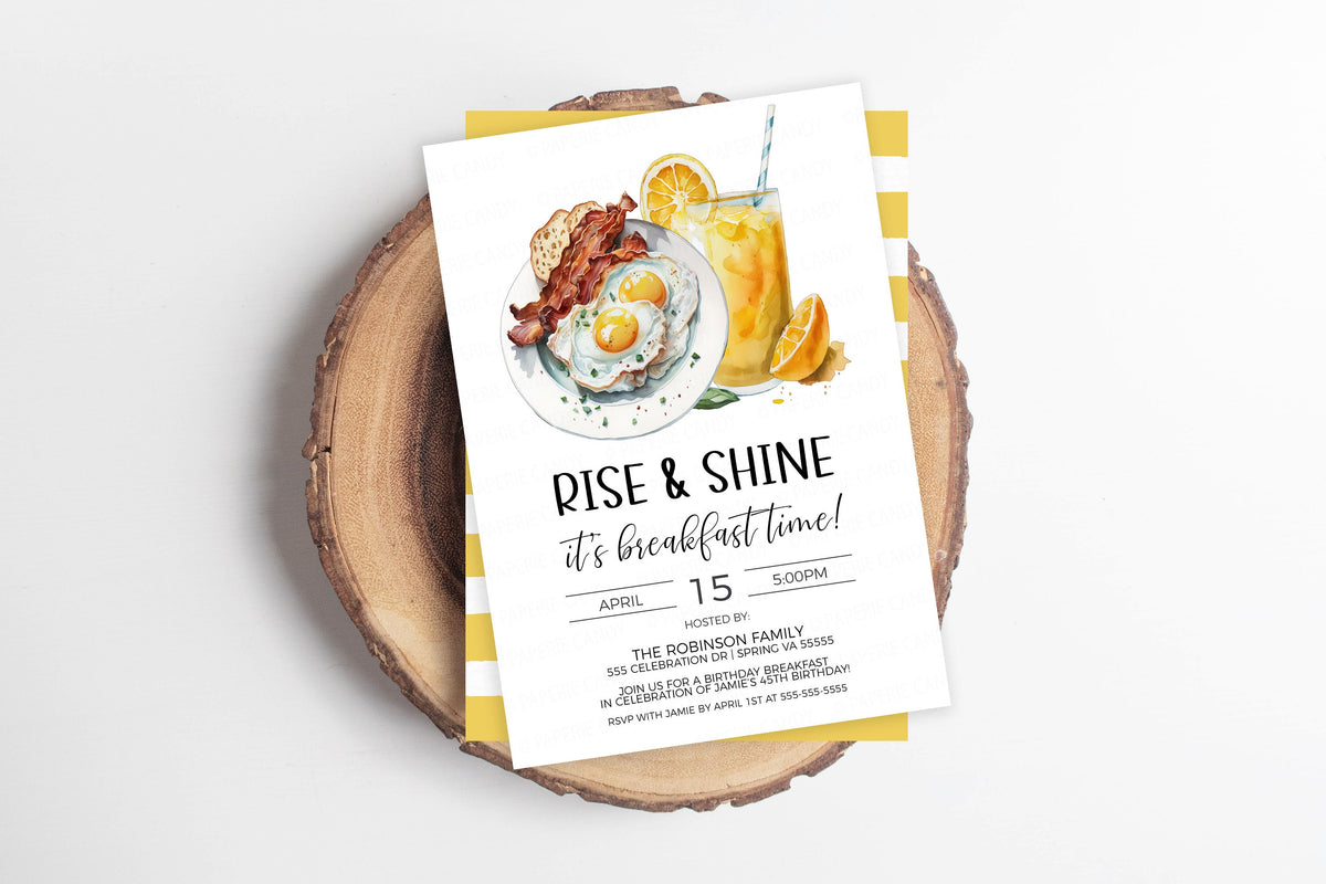 Spring Breakfast Invite Breakfast Invitation, Rise & Shine It's Breakfast Time, Birthday Break ...
