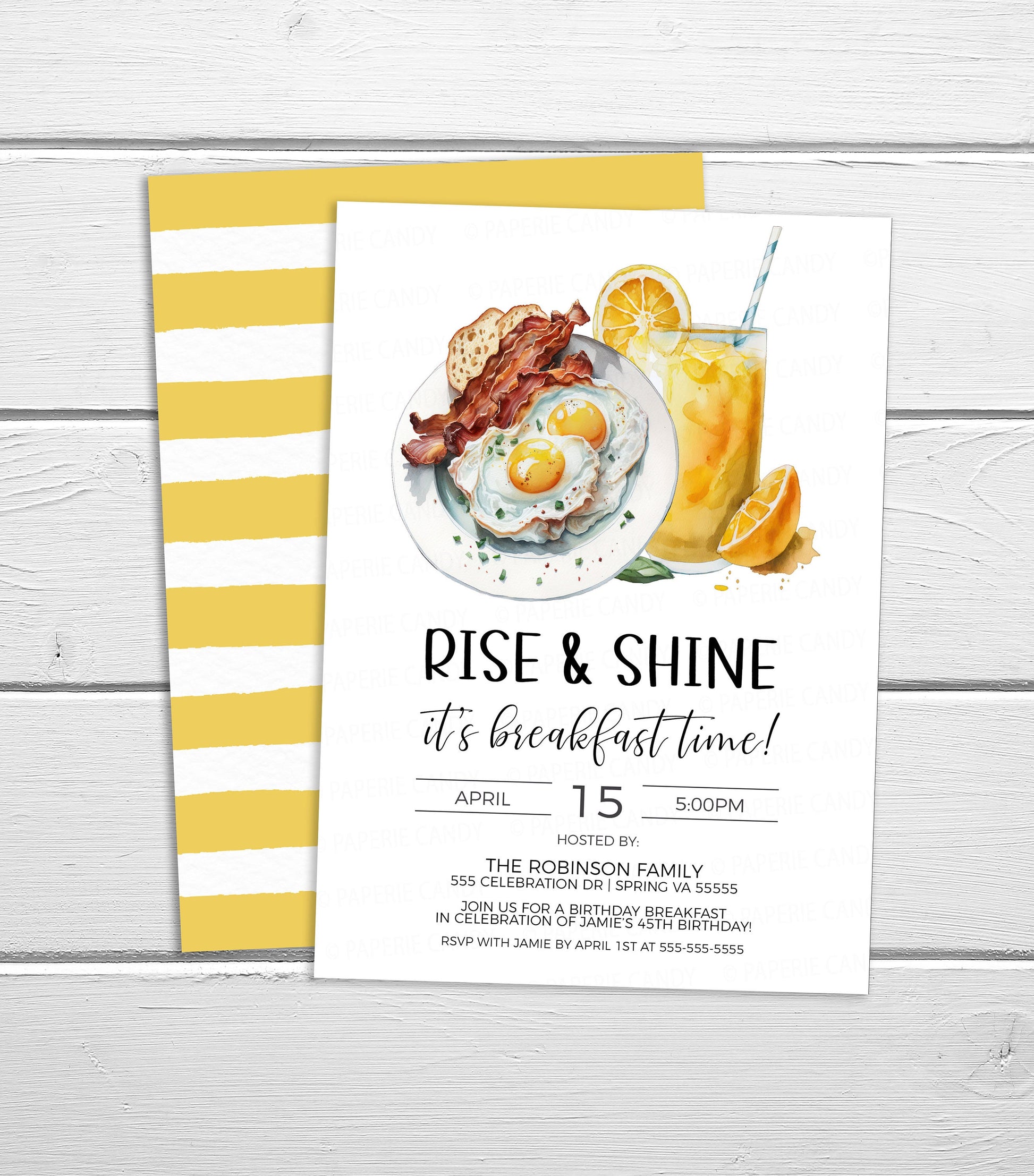 Breakfast Invitation, Rise & Shine It's Breakfast Time, Birthday Break – Paperie Candy breakfast-invitation-rise-shine-it-s-breakfast-time-birthday-break-paperie-candy