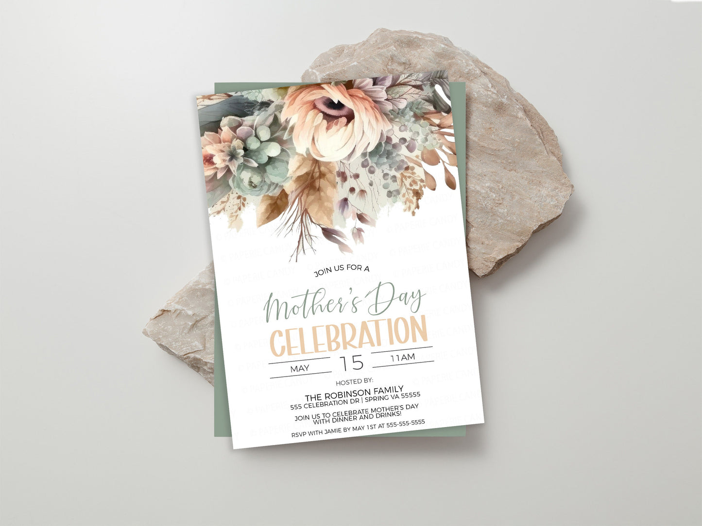 Mother's Day Invitation, Mothers Day Invite, Mother's Day Dinner Brunch Celebration, Mothers Day Lunch Dinner Party, Editable Template