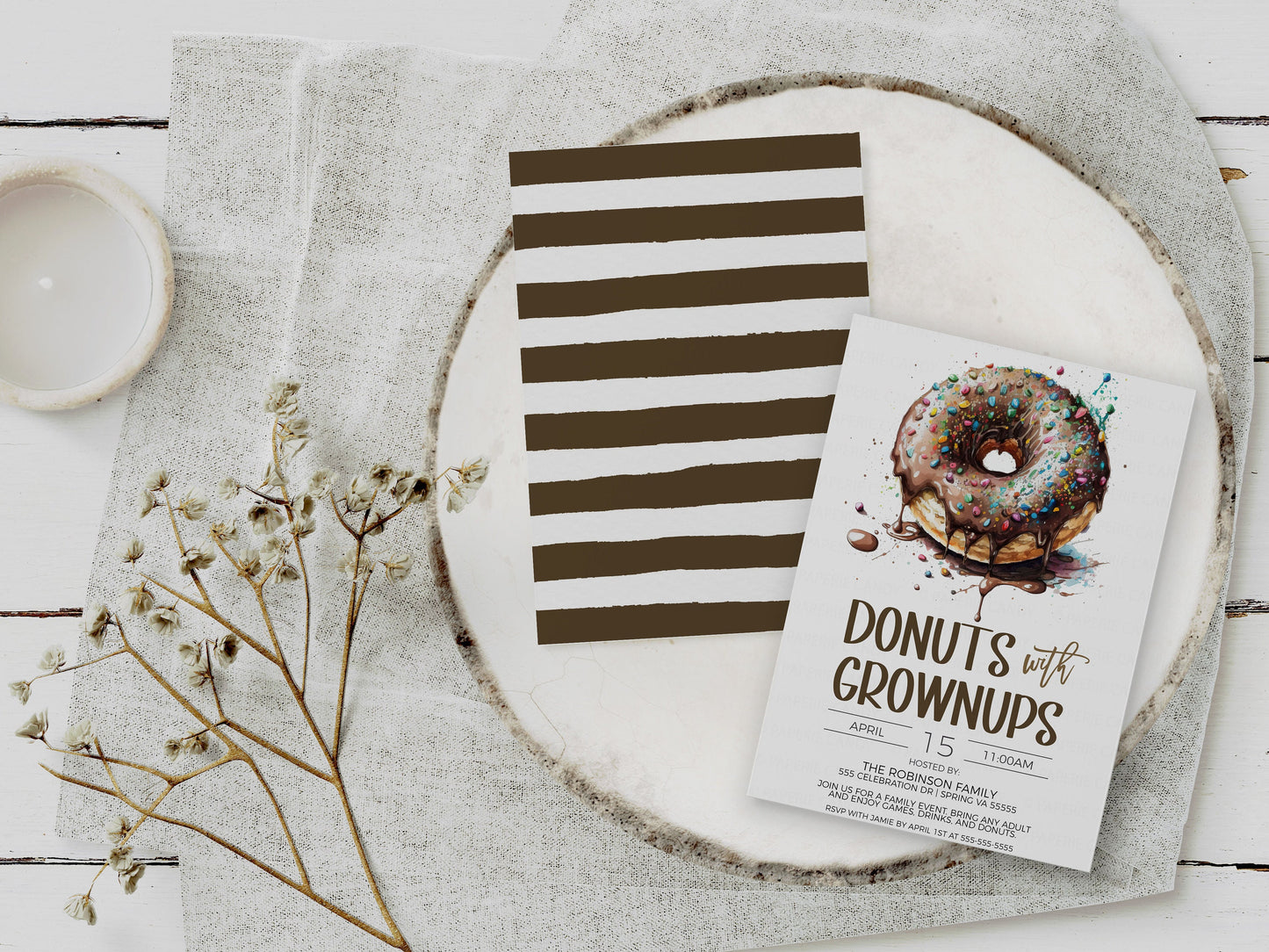 Donuts With Grownups Invitation, Family Donut Invite, School Church Fundraiser, School Donut Flyer, Editable Printable Template