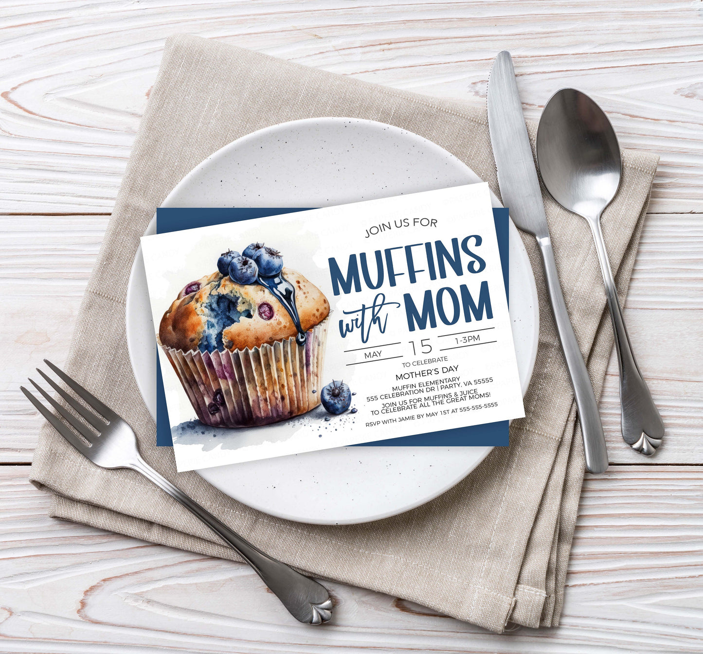Muffins With Mom Invitation, Mother's Day Muffin Invite, Mother's Appreciation Fundraiser, Thank You Breakfast, Editable Printable Template
