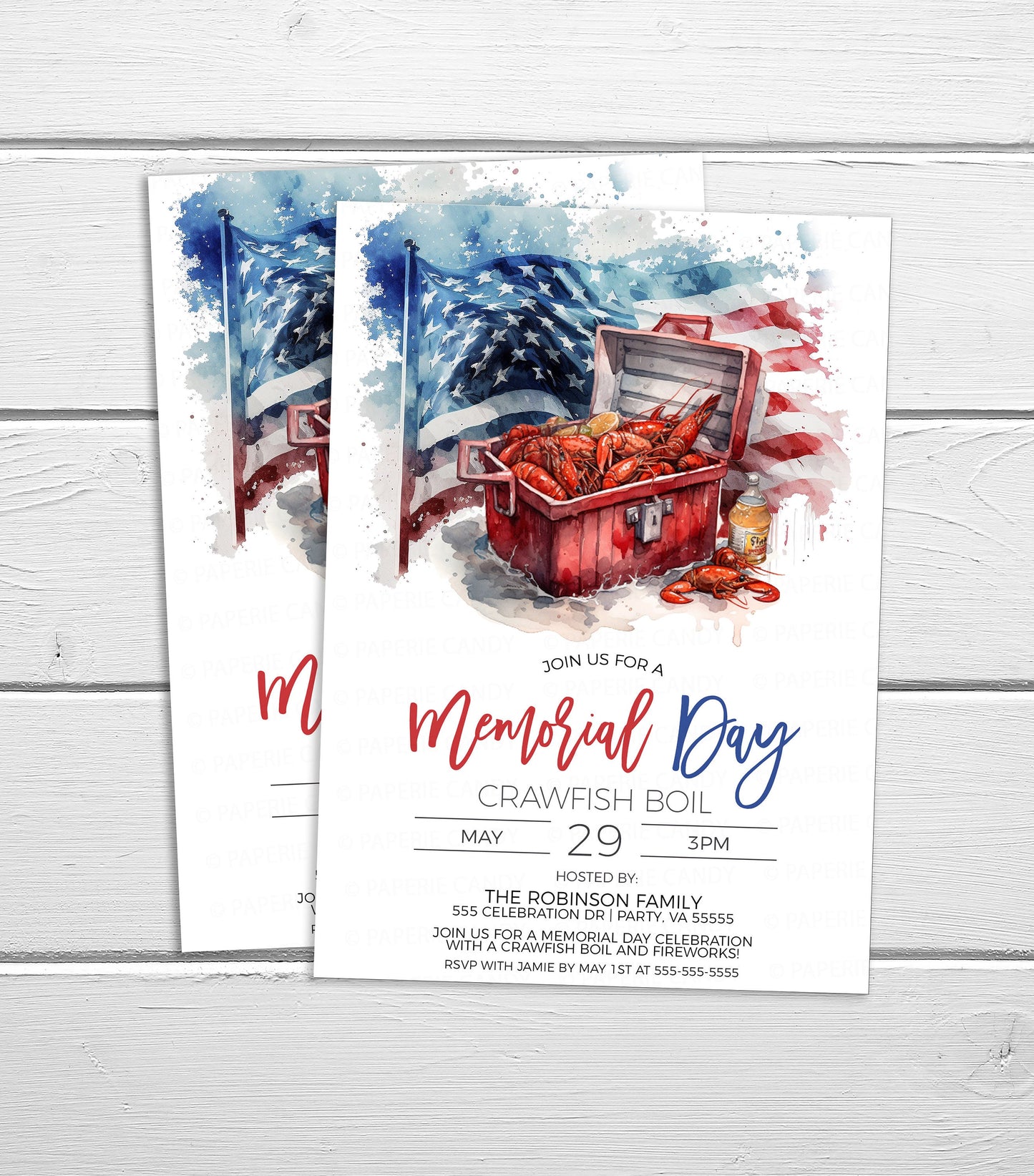 Memorial Day Crawfish Boil Invitation, Memorial Day Crawfish Boil Invite, Memorial Day Beer Boil Party, Editable Printable Template