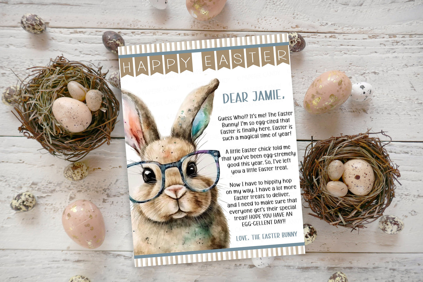 Easter Bunny Letter, Editable Letter From The Easter Bunny, Kids Easter Morning Surprise, Easter Egg Basket Hunt Game Hoppy Easter Printable