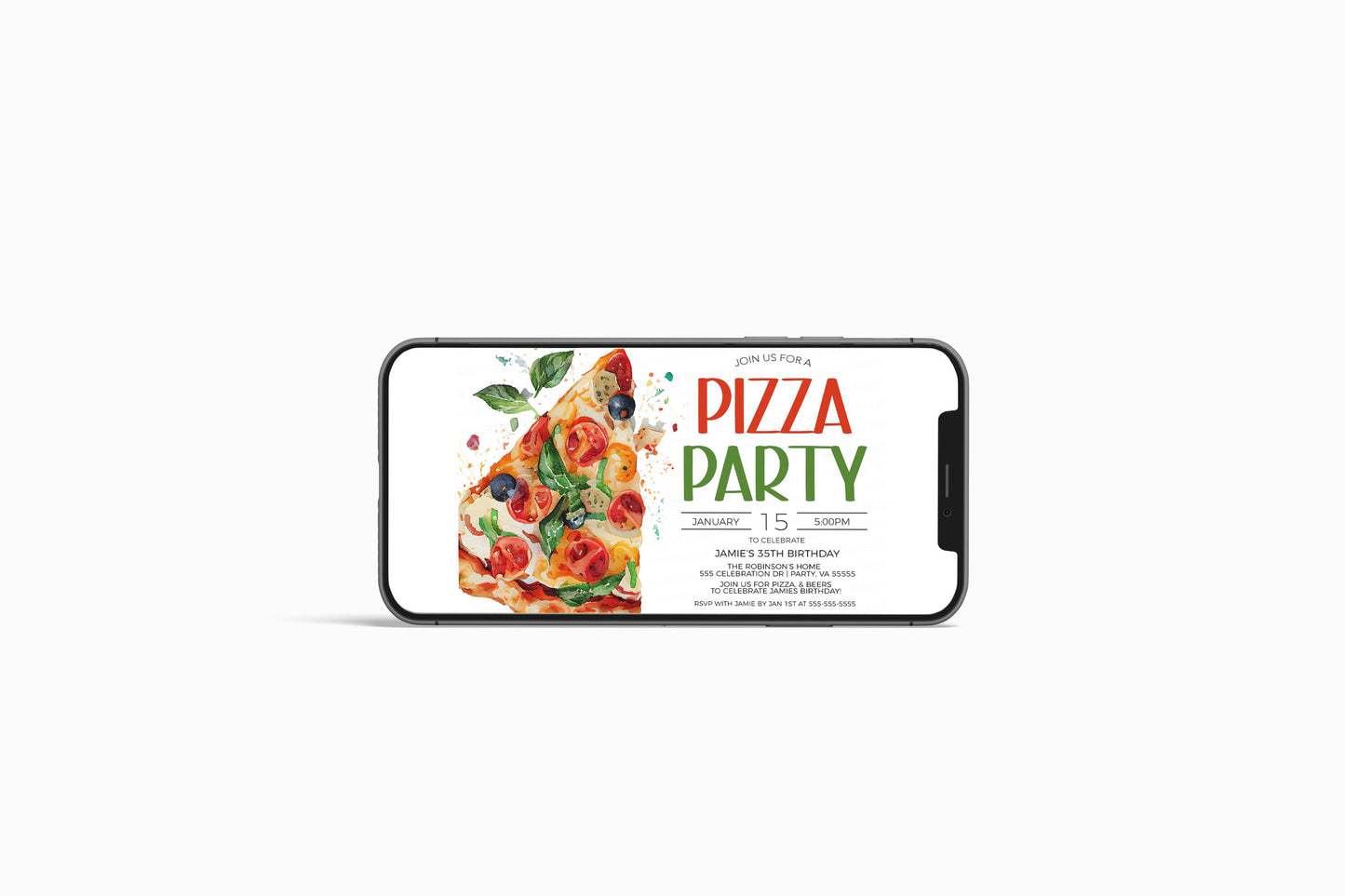Pizza Party Invitation, Pizza Party Invite, Pizza Birthday Party, Client Customer Staff Employee Volunteer, Editable Printable Template