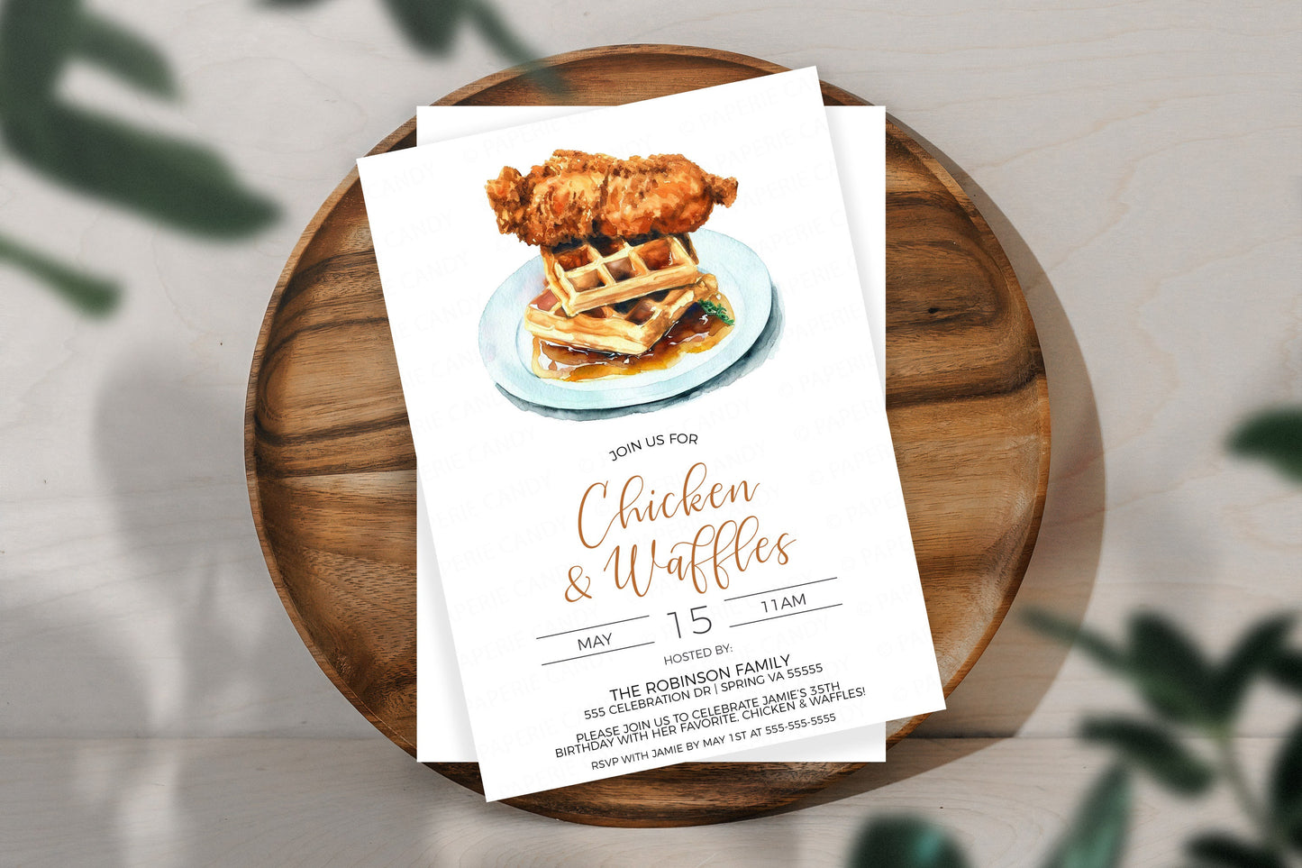 Chicken And Waffles Invitation, Fried Chicken And Waffles Invite, Birthday Breakfast Party, Couples Shower Baby Shower, Editable Printable
