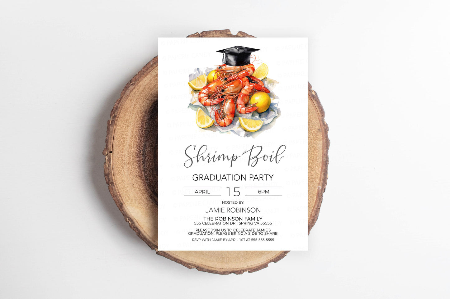 Shrimp Boil Graduation Invitation, Shrimp Boil Grad Invite, Shrimp Boil Party, High School Senior College, Editable Printable Template