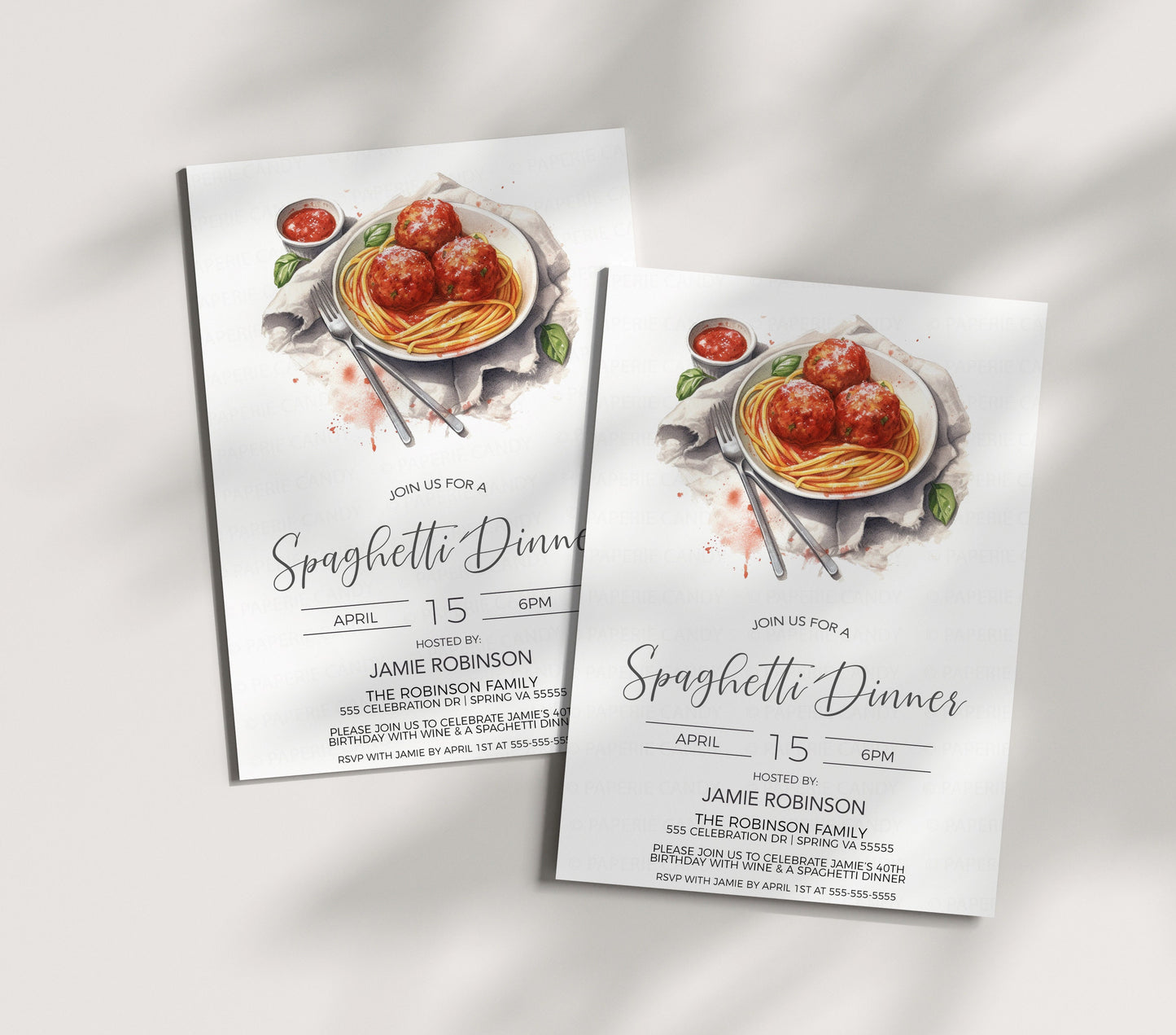Spaghetti Invitation, Spaghetti Invite, Italian Pasta Dinner, Rehearsal Dinner, Spaghetti Birthday, Church Event Editable Printable Template