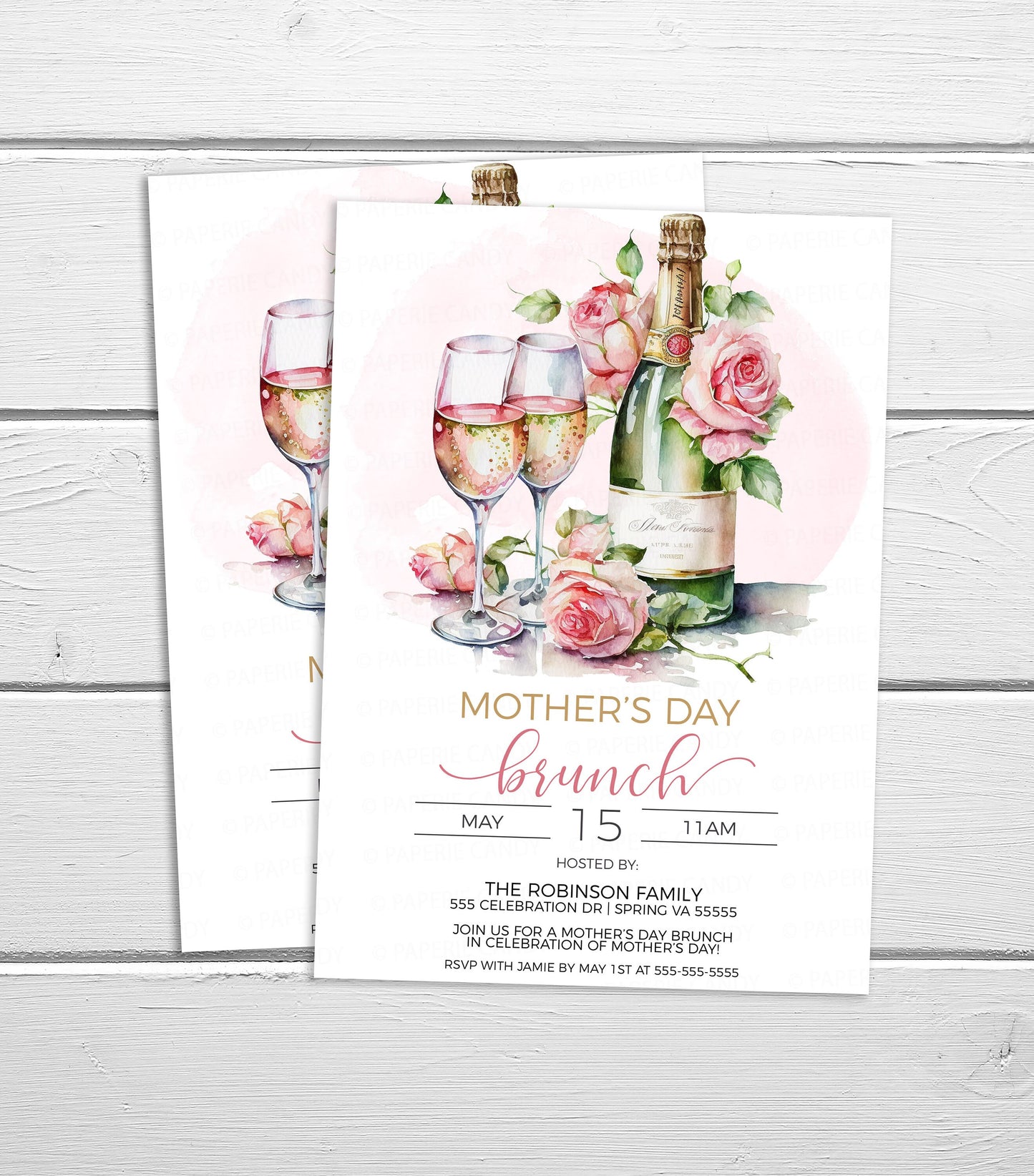 Mother's Day Invitation, Mother's Day Invite, Mimosa With Mom, Champagne Brunch Bubbly Lunch Dinner Party, Editable Printable Template