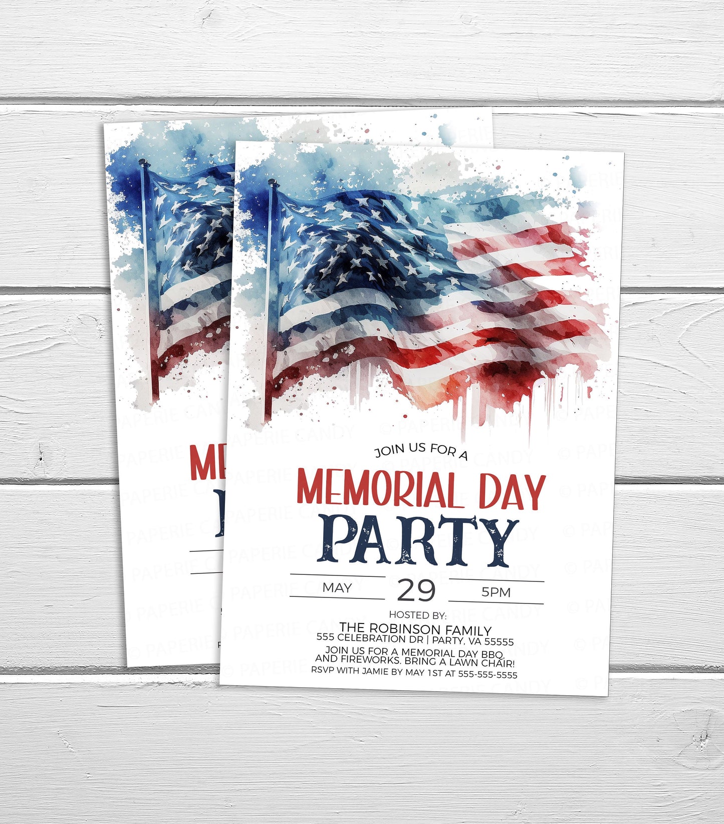 Memorial Day Invitation, Memorial Day Party Invite, Memorial Day BBQ, Memorial Day Fireworks Parade Event, Editable Printable Template