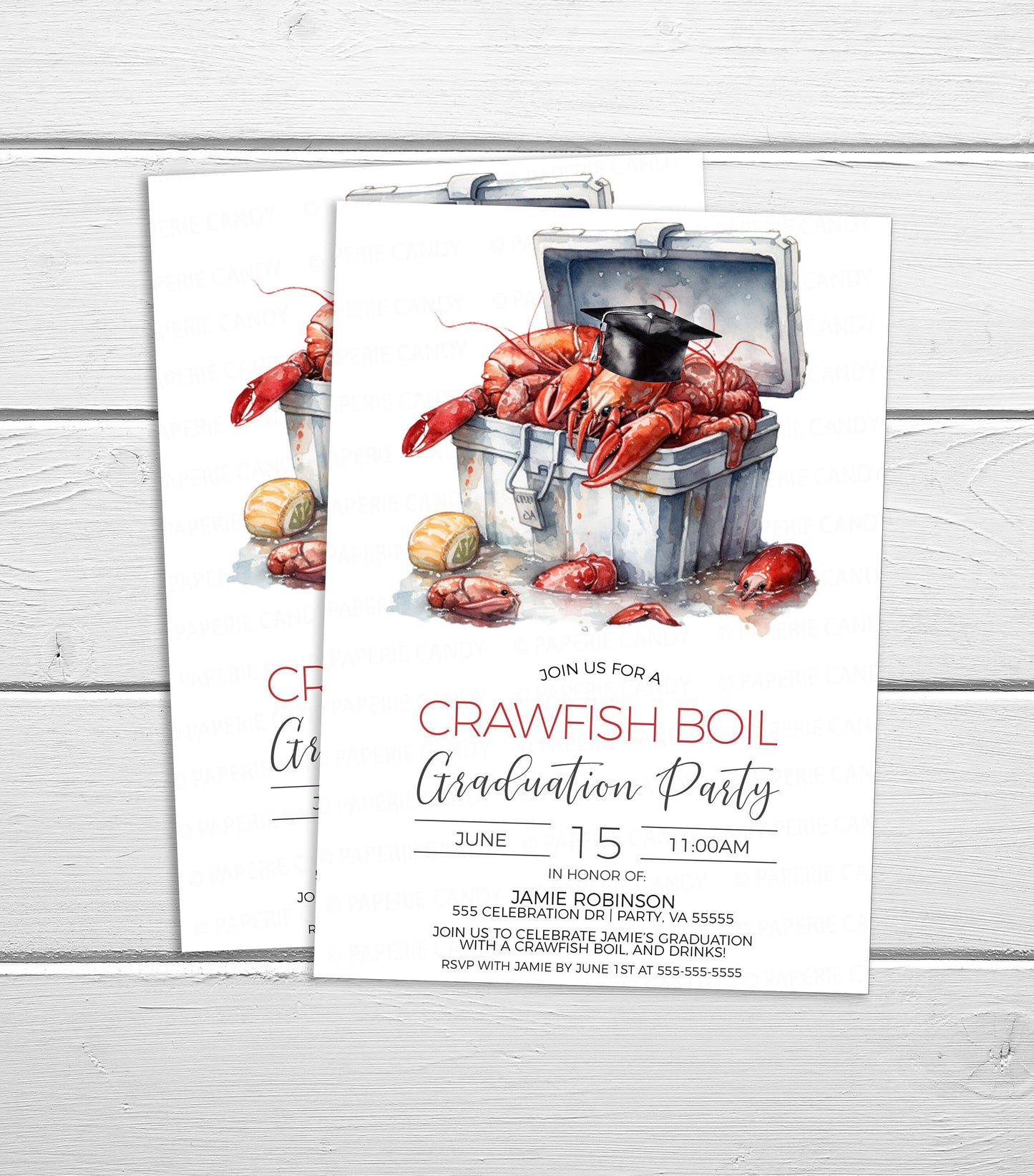 Crawfish Boil Graduation Invitation, Crawfish Boil Grad Invite, Crawfish Boil Graduation Party, Editable Printable Template
