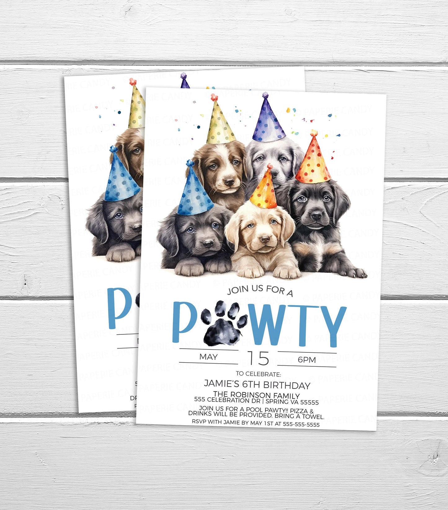 Puppy Invitation, Puppy Pawty Invite, Puppy Dog Birthday Party, Let's Pawty, Calling All Pawty Animals, Editable Printable Template